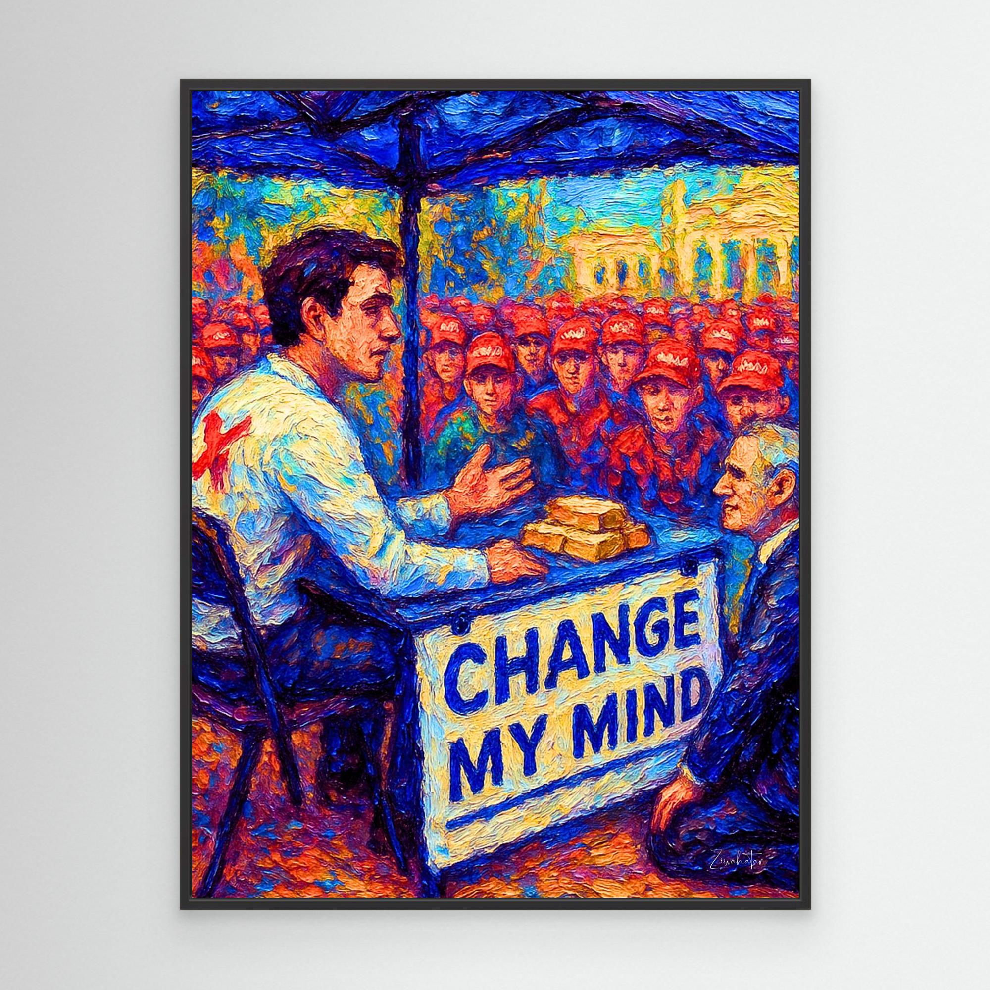 Changing His Mind Framed Canvas Print