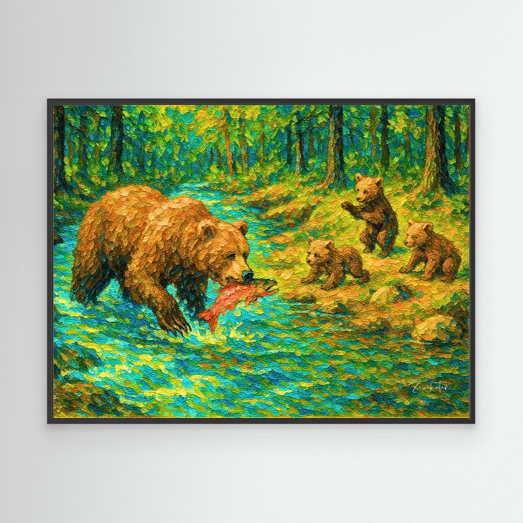 Bearalia Familia Framed Canvas Print