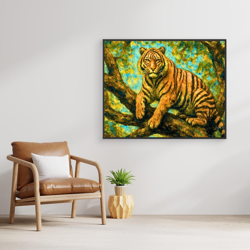Lounging Tigress Framed Canvas Print