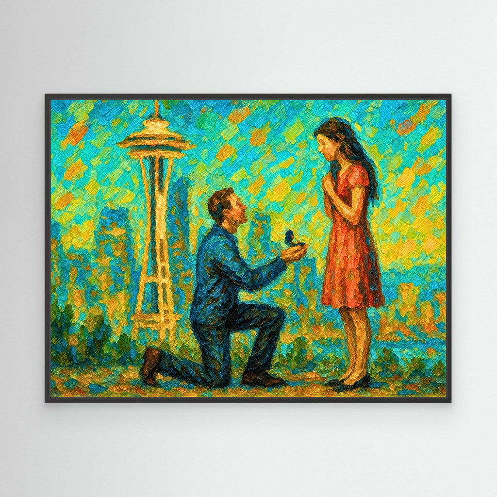 Seattle Proposal Framed Canvas Print