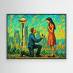 Seattle Proposal Framed Canvas Print