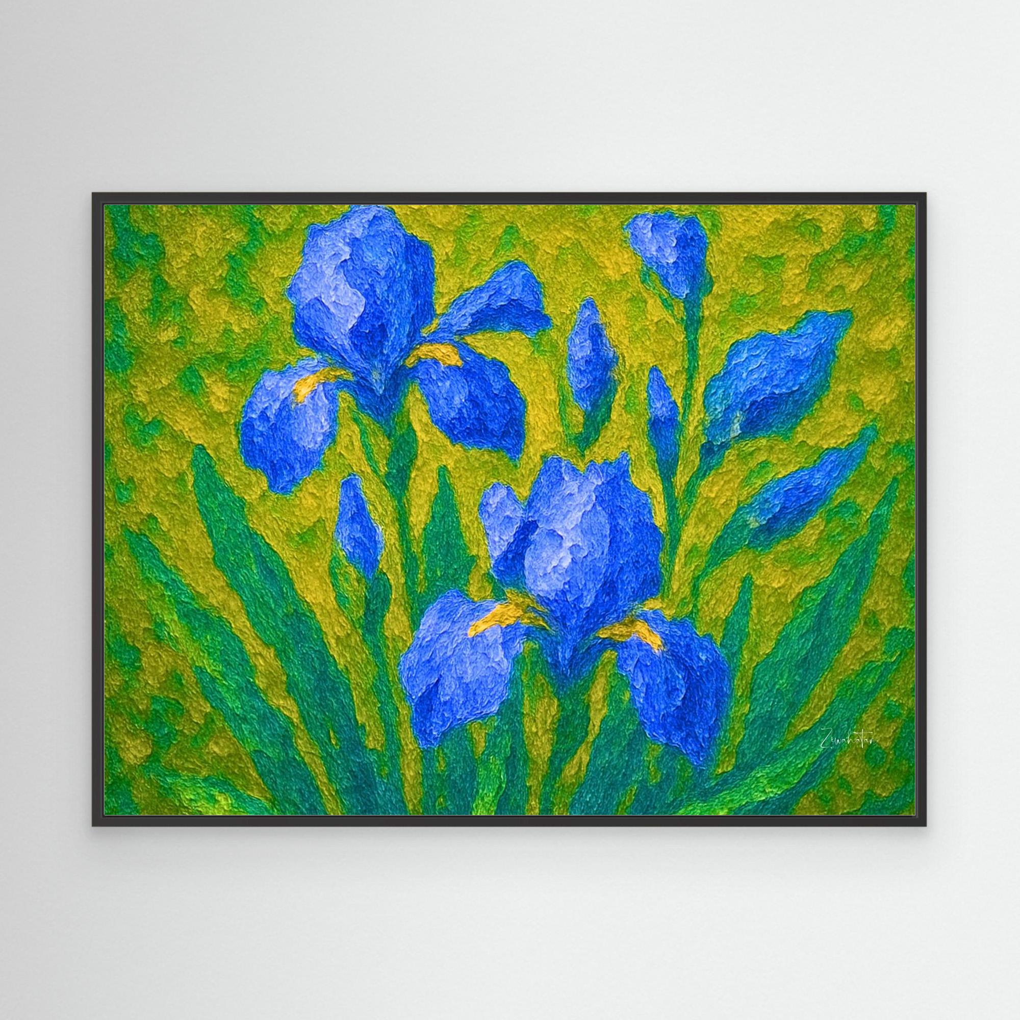 Azure Iris Framed Canvas Print