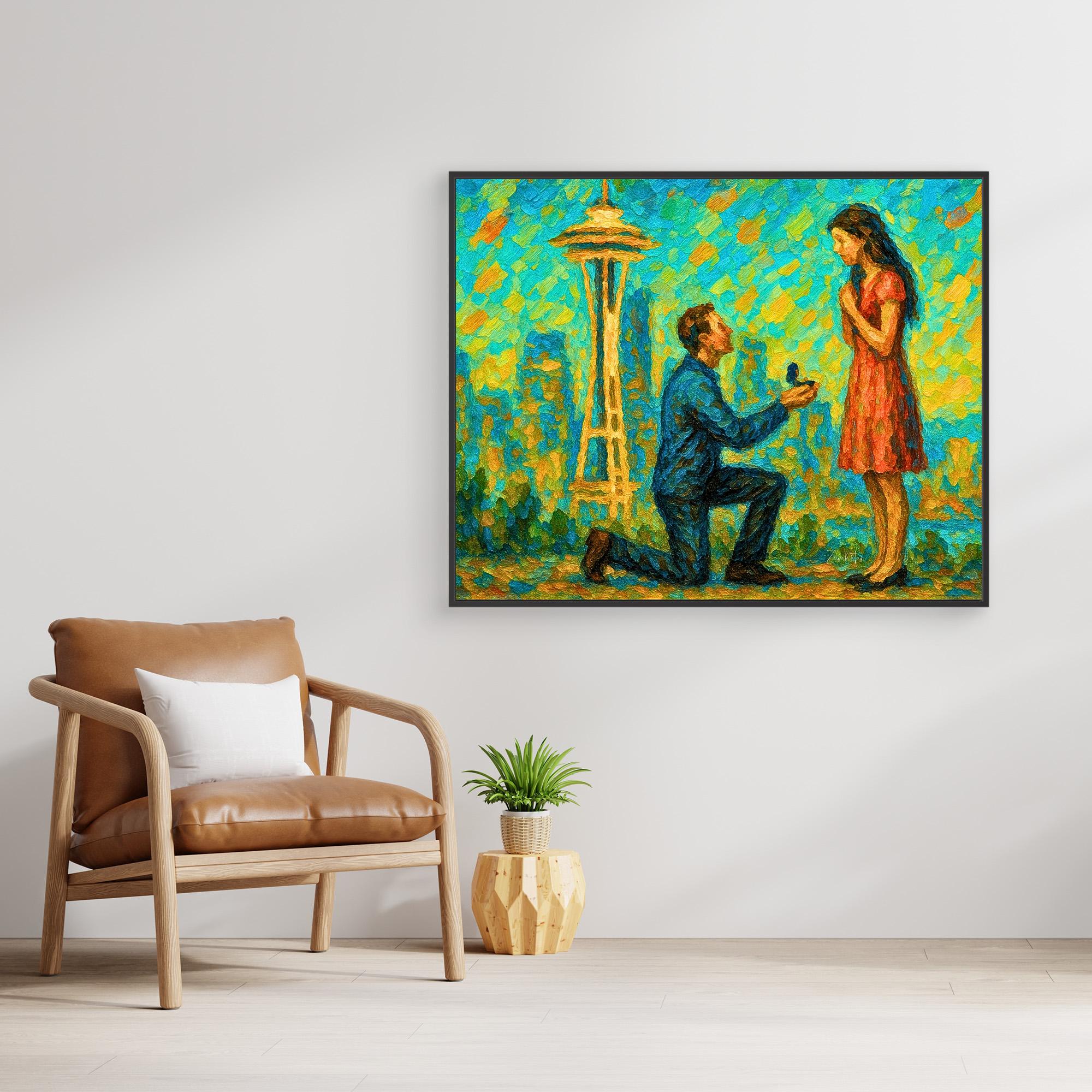 Seattle Proposal Framed Canvas Print