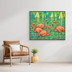 Flamingo Sailing Framed Canvas Print