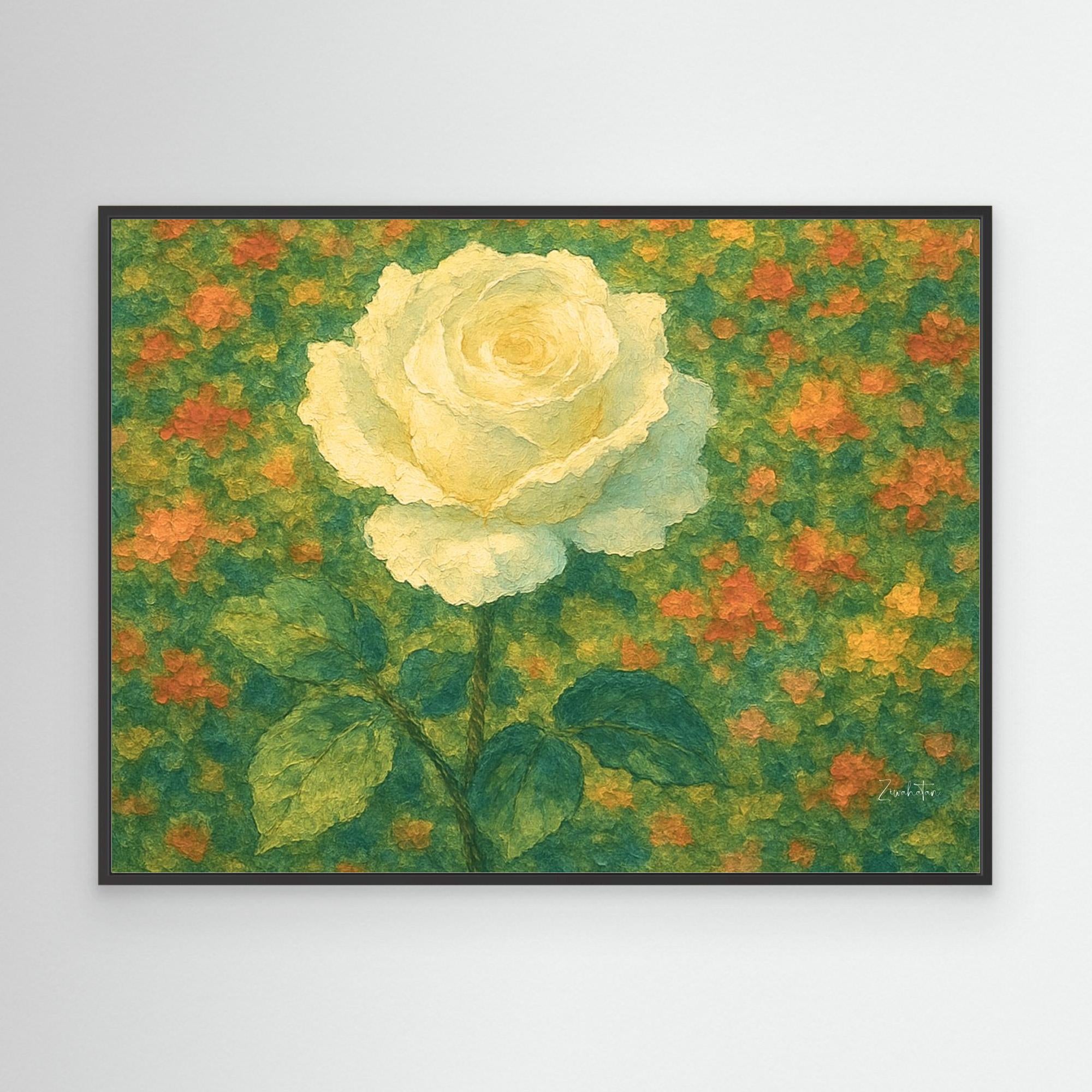le Rose en blanc Framed Canvas Print