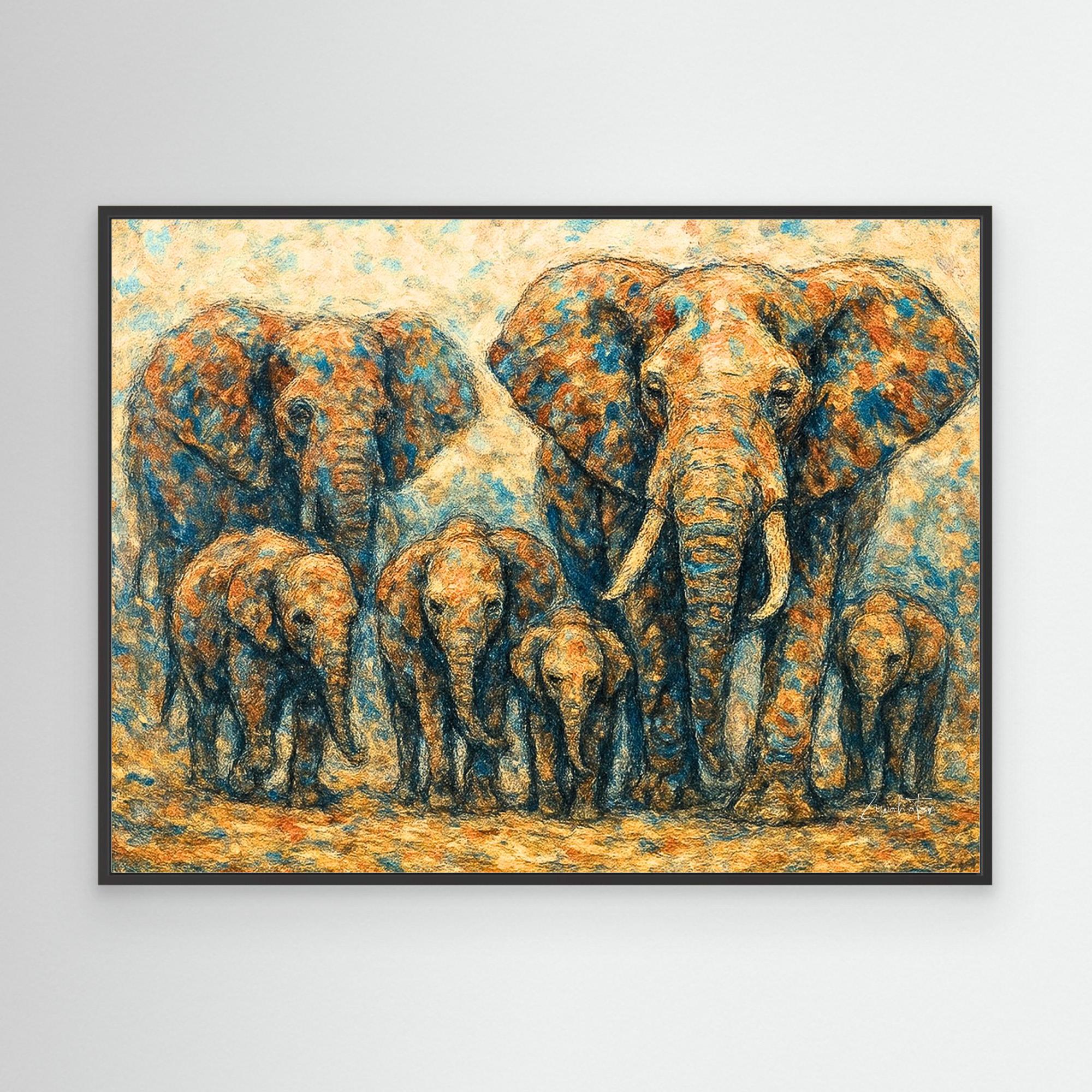 Elephant Love Framed Canvas Print