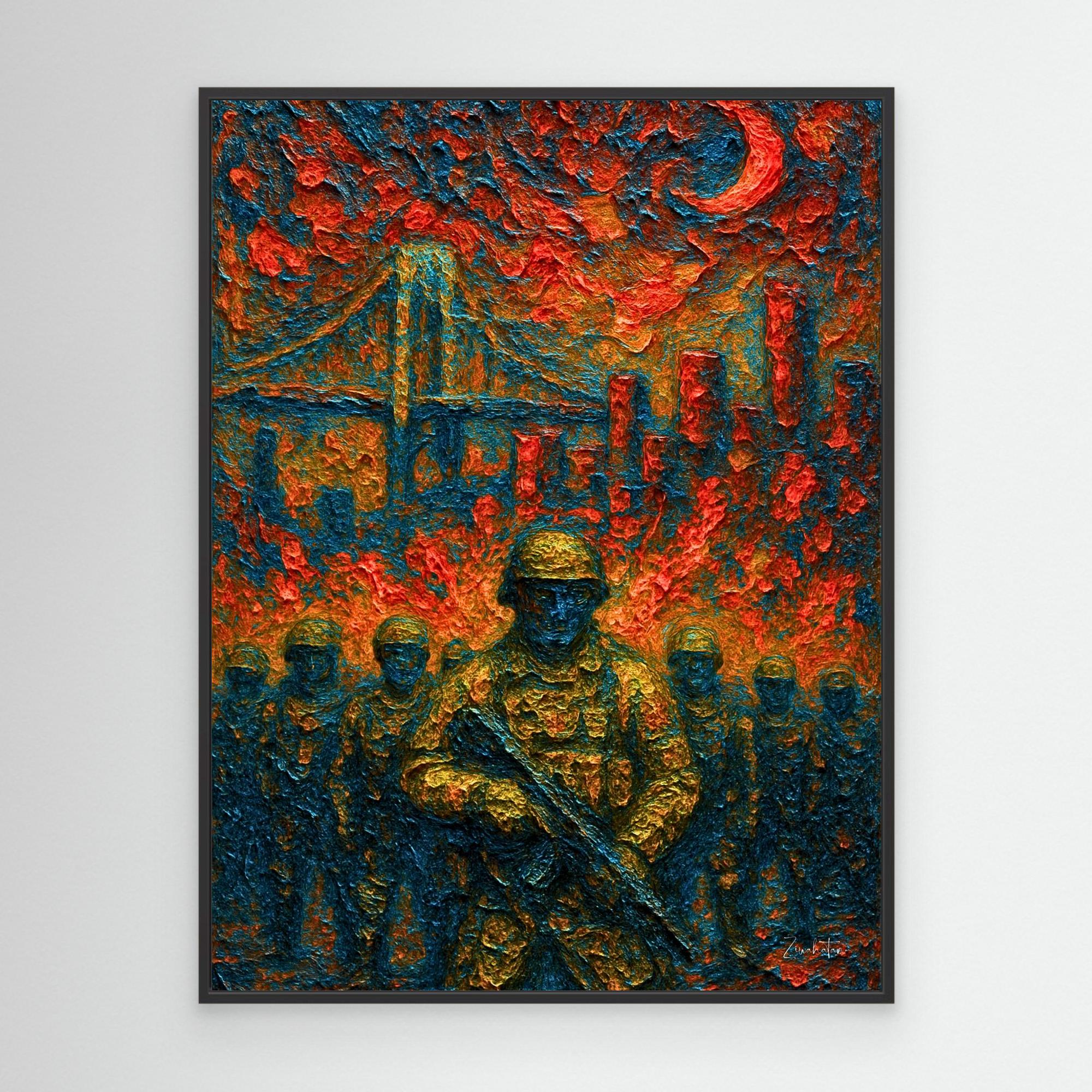 Portland Under Seige Framed Canvas Print