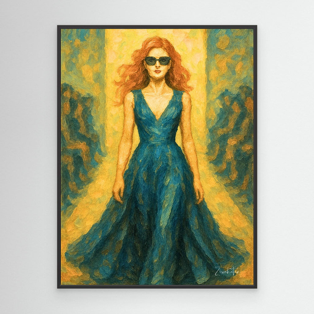 Red in Blue Framed Canvas Print