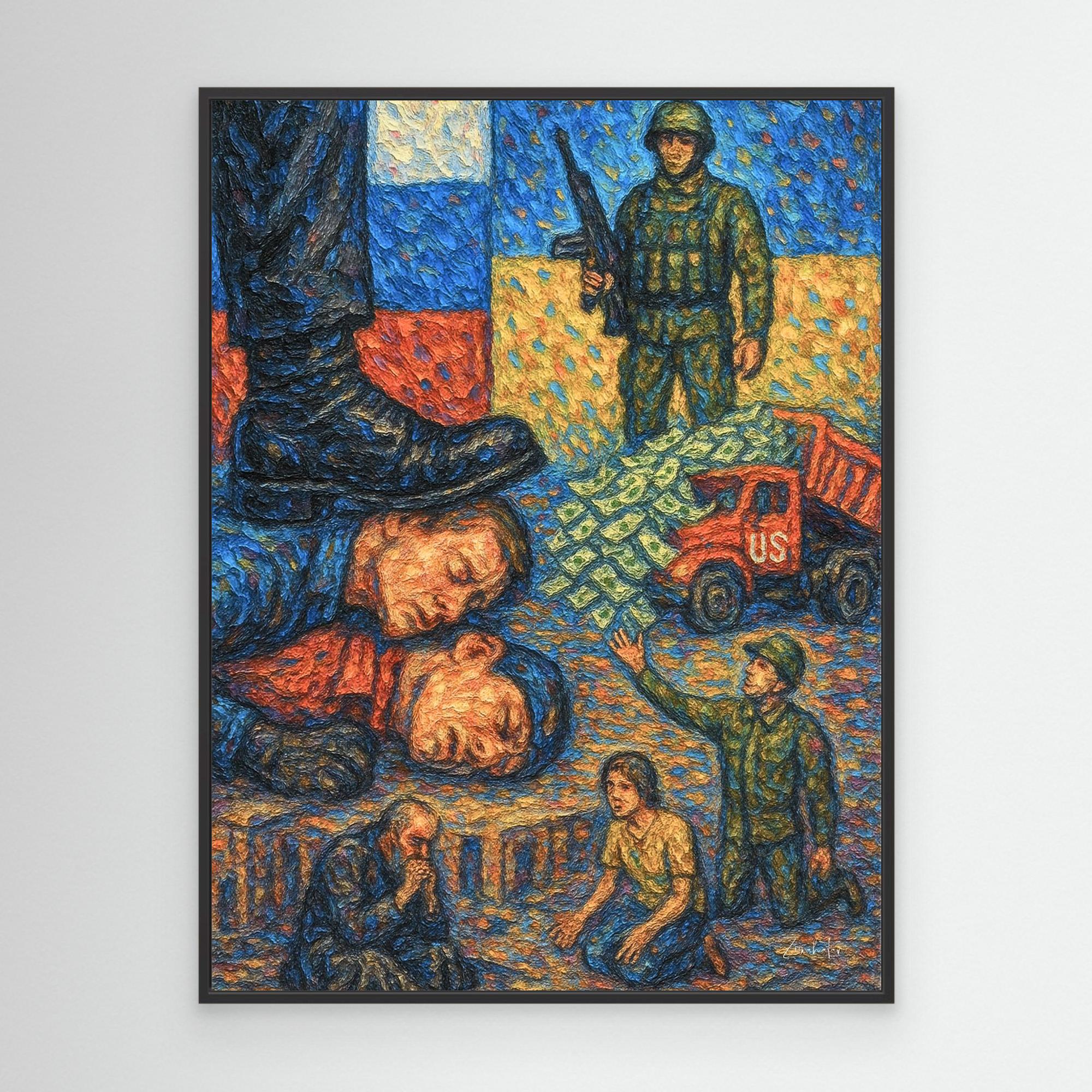 Scripted War Framed Canvas Print