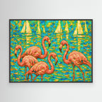 Flamingo Sailing Framed Canvas Print