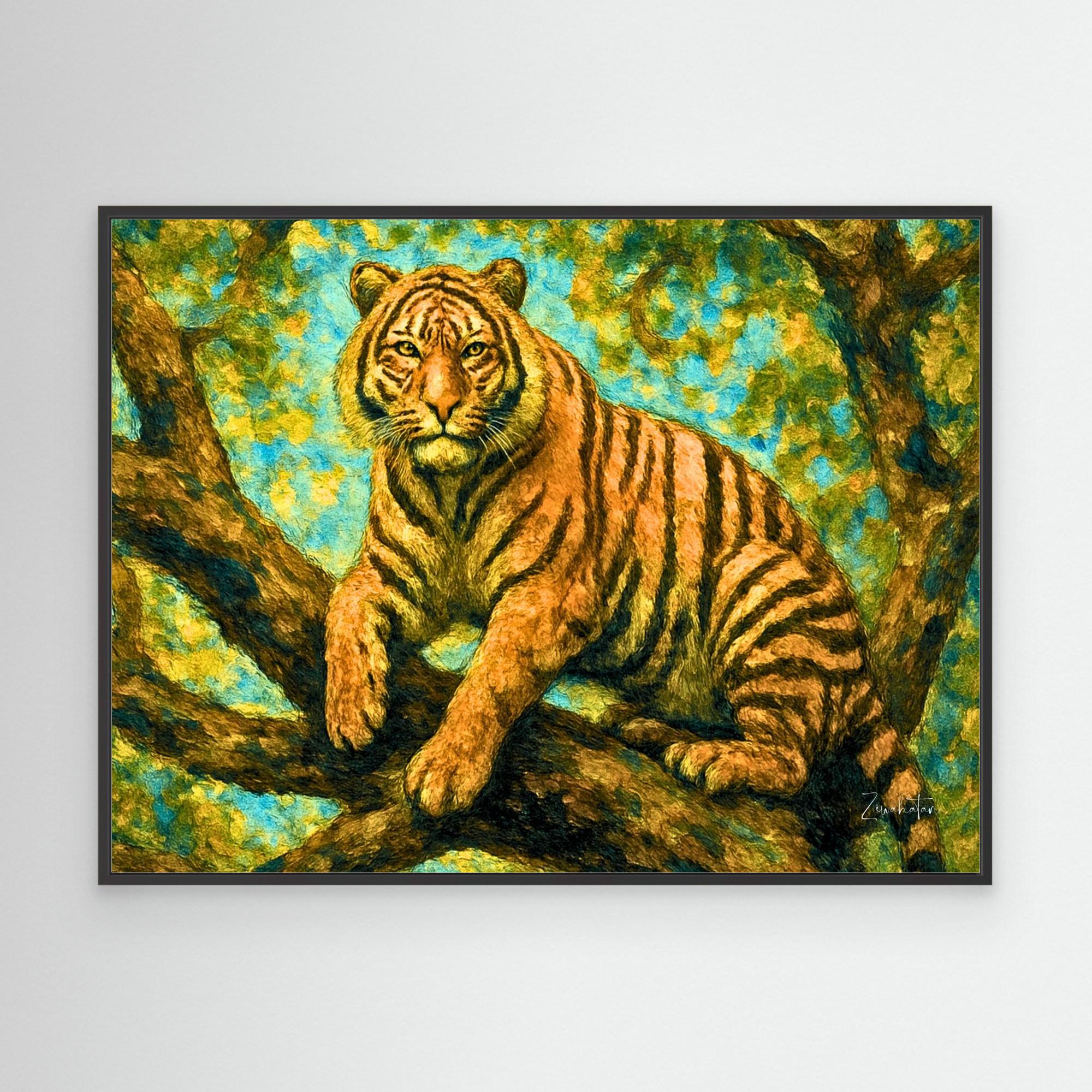 Lounging Tigress Framed Canvas Print